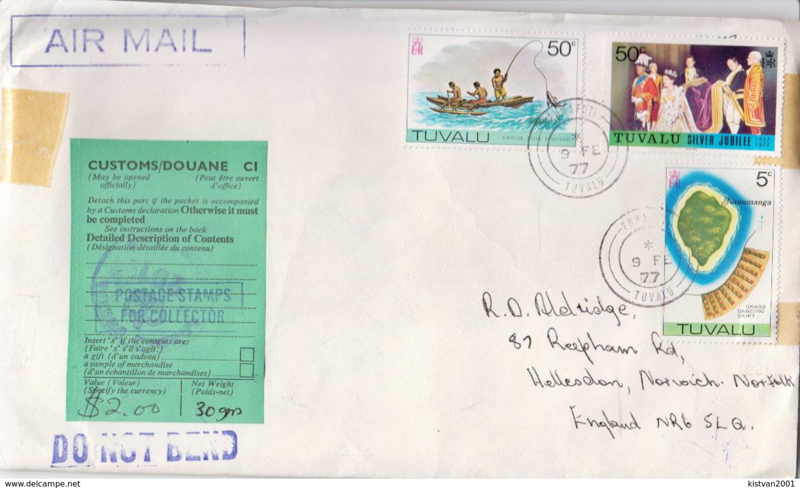 Postal History: Tuvalu 5 Covers With Definitive Stamps - Tuvalu