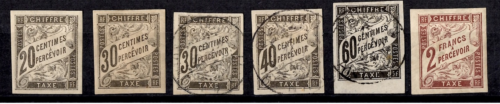 Colonies Générales Six Timbres Taxe 1884. Bonnes Valeurs. B/TB. A Saisir! - Taxe