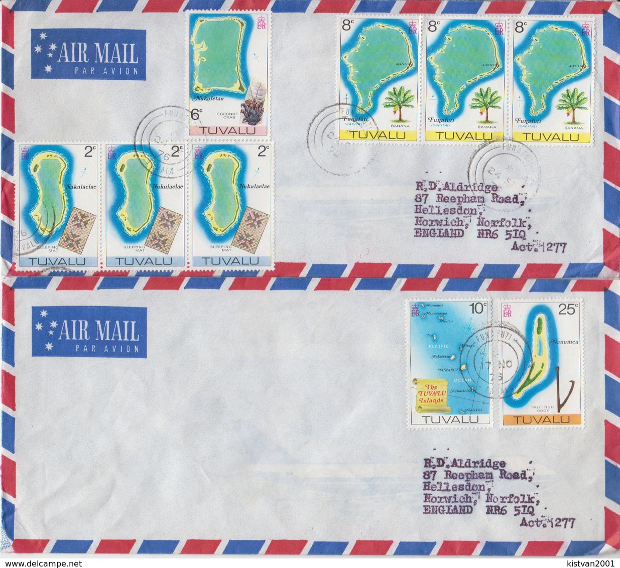 Postal History: Tuvalu 5 Covers With Definitive Stamps - Tuvalu