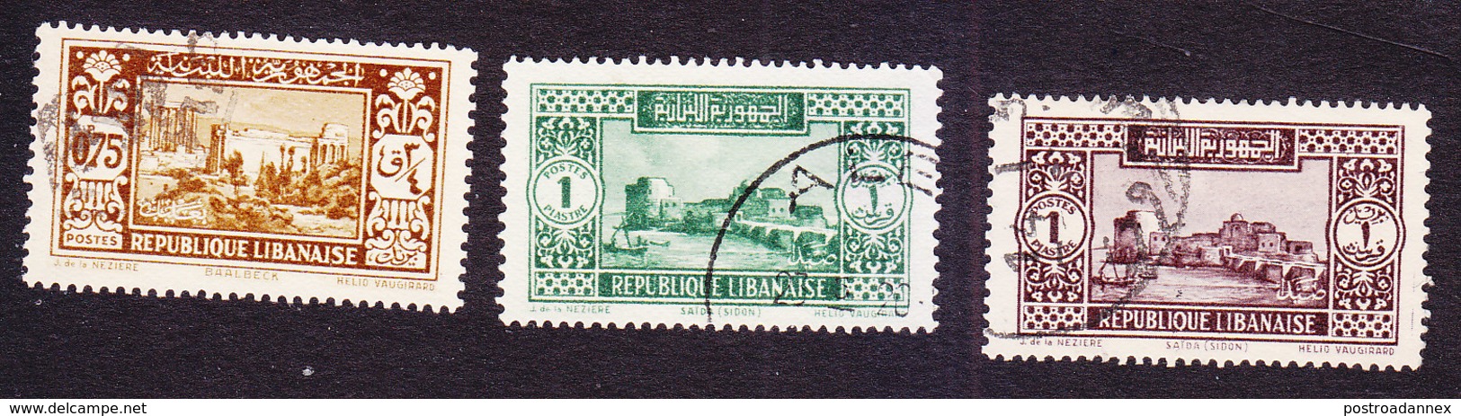 Lebanon, Scott #118-120, Used, Scenes Of Lebanon, Issued 1930 - Gebraucht