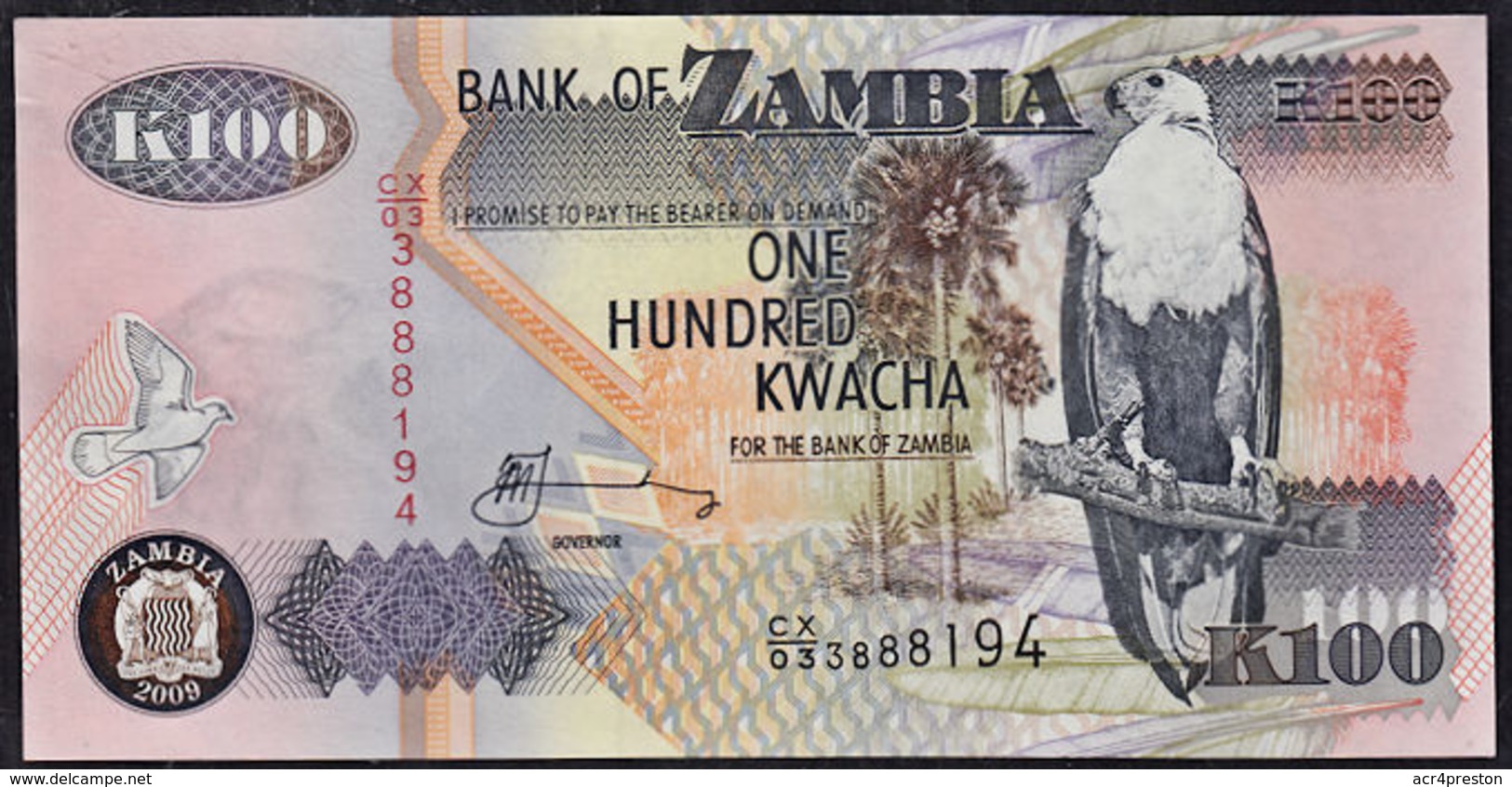 Zmb018 ZAMBIA 2009, 100 Kwacha Banknote, (CX Serial Numbers) - Zambia