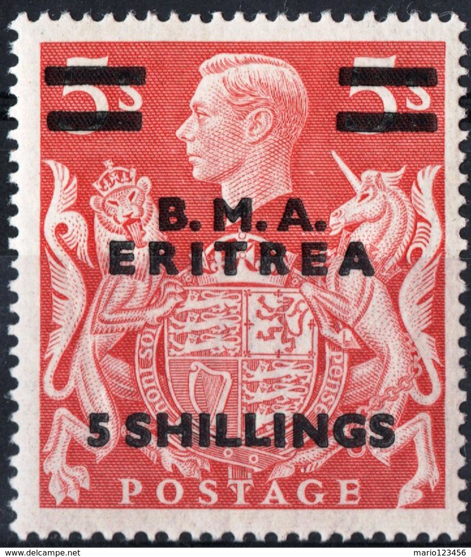 GRAN BRETAGNA, GREAT BRITAIN, ERITREA, 1948, 5 Sh., FRANCOBOLLO NUOVO (MLH*) Mi. ER12,   Scott ER11, Un. ER12 - British Levant