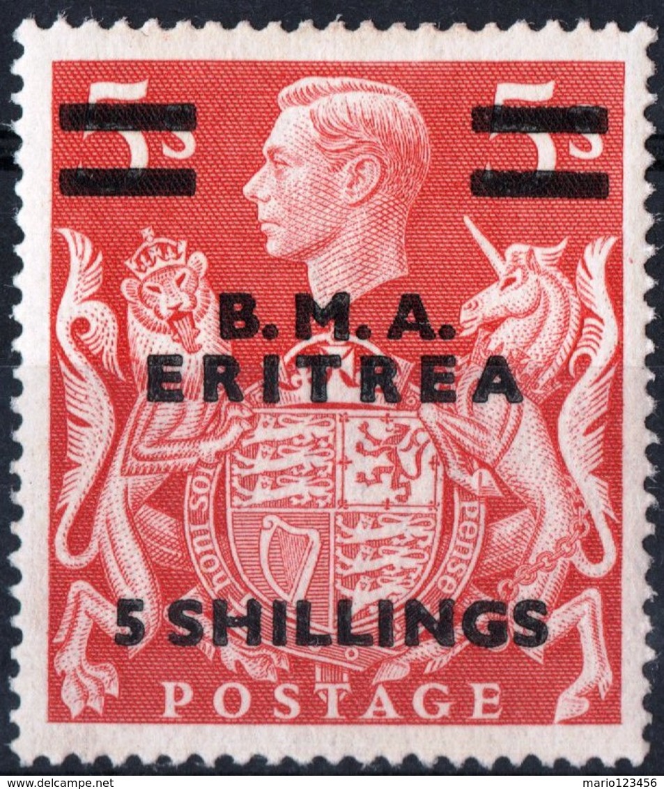 GRAN BRETAGNA, GREAT BRITAIN, ERITREA, 1948, 5 Sh., NUOVO (MNH**) Mi. ER12,   Scott ER11, Un. ER12 - Brits-Levant