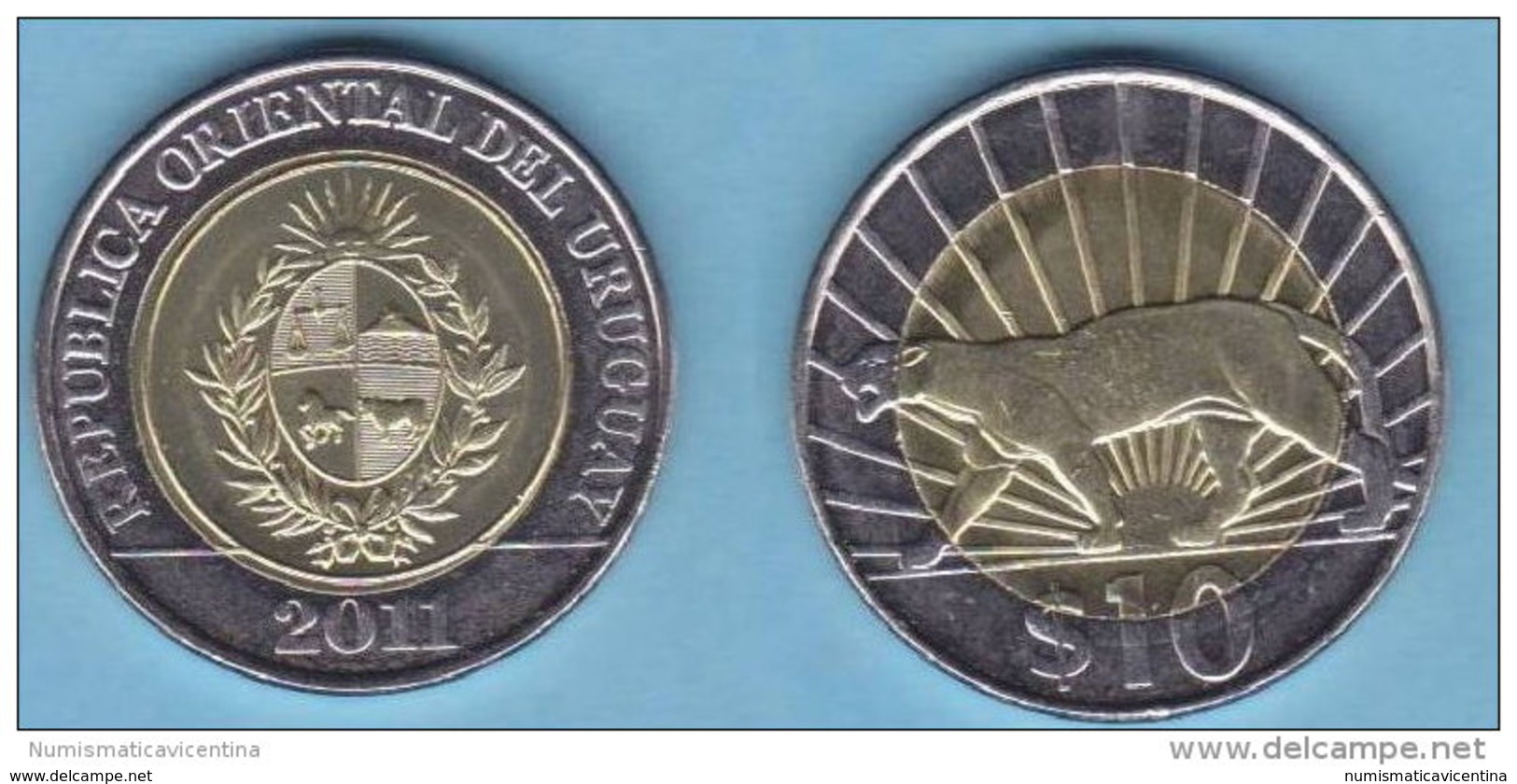 Uruguay 10 Pesos 2011 Bimetallic  Bimétallique - Uruguay