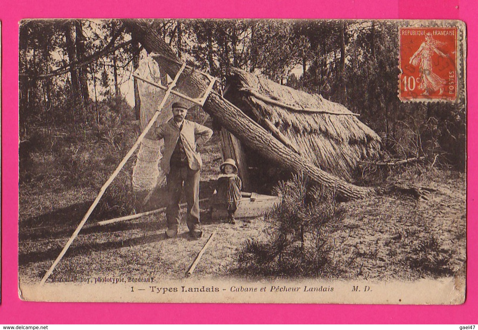 CPA (Ref: Z 1345) Types Landais (40 LANDES)  Cabane De Pêcheur Landais (animée) - Autres & Non Classés