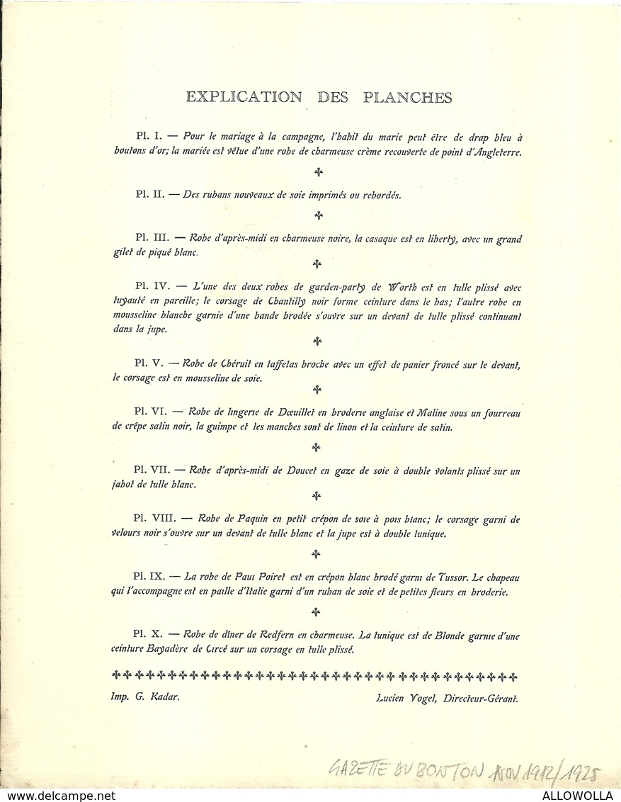 3418 "DA GAZETTE DU BON TON (PUBBLICATA DAL 1912 AL 1925)"LA MODE ET LE BON TON-LA ROBE TACHE'E-DA PAG.221 A PAG.224-OR. - 1900 - 1949