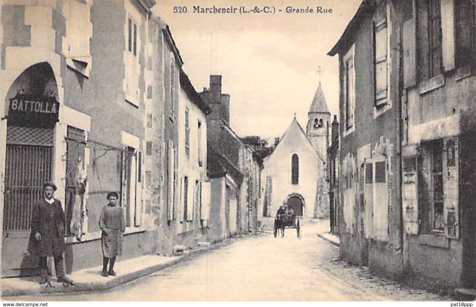 41 - MARCHENOIR : Grande Rue ( Boucherie BATTOLLA ? ) - CPA Village (700 Habitants) - Loir Et Cher - Marchenoir