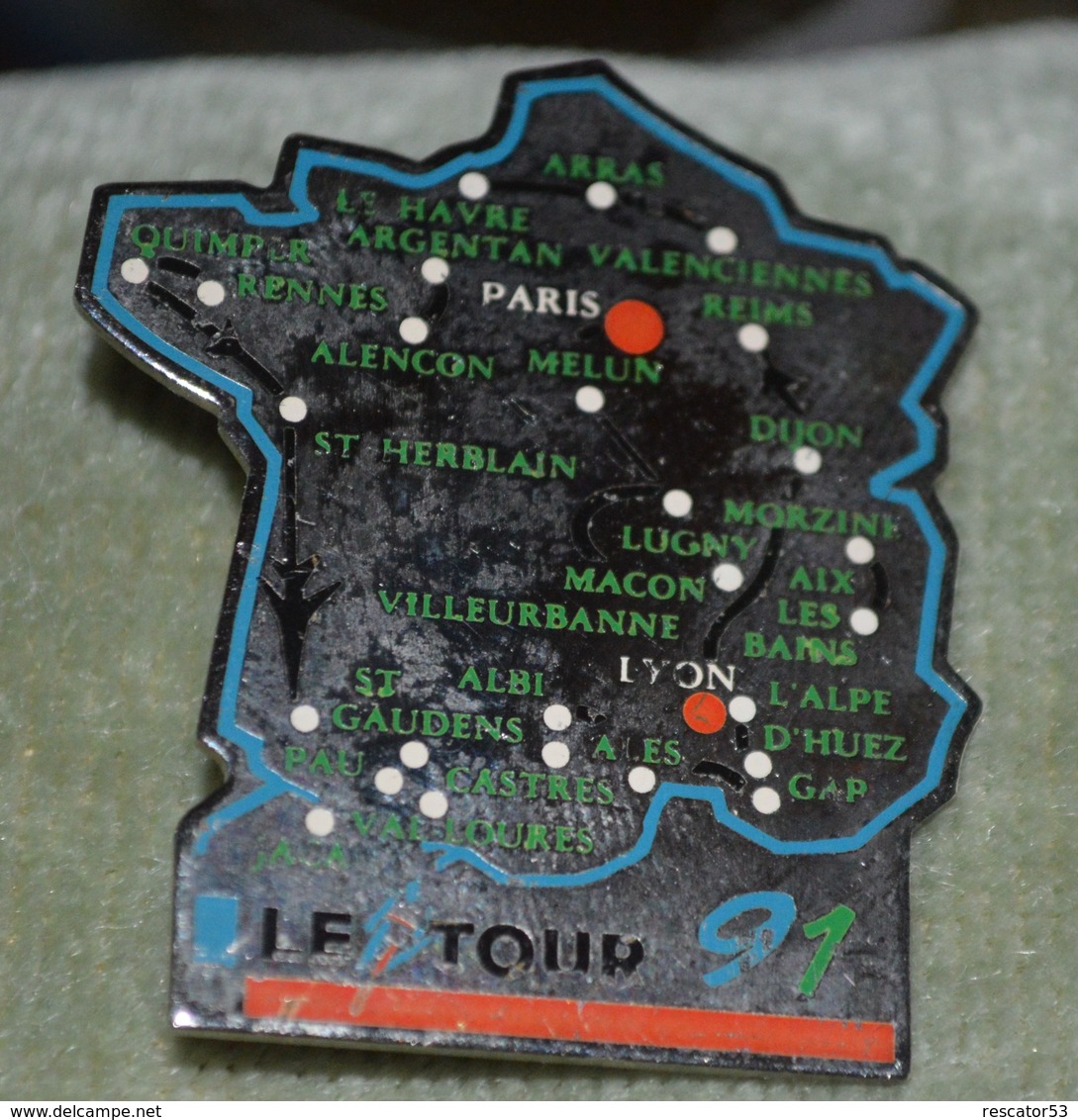 Rare Grand Pin's Tour De France 91 Carte - Cycling