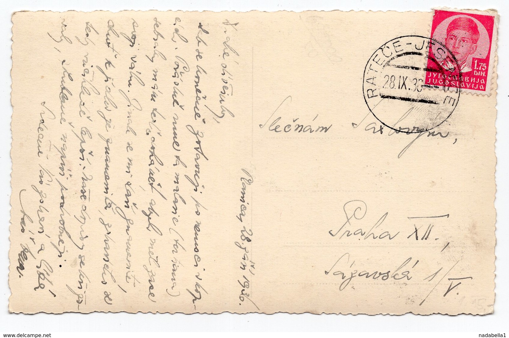 YUGOSLAVIA, SLOVENIA, 1930, TPO, RATECE-JESENICE, SENT TO PRAHA - Slovenia