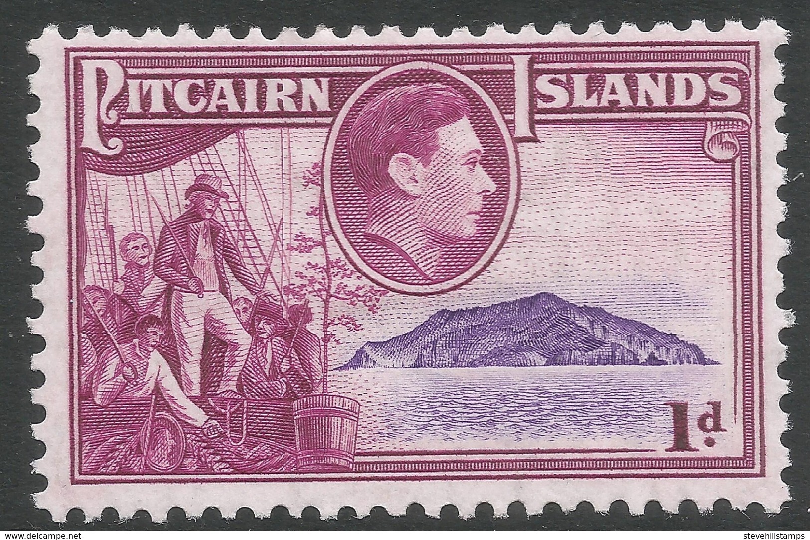 Pitcairn Islands. 1940-51 KGVI. 1d MH. SG 2 - Pitcairn Islands