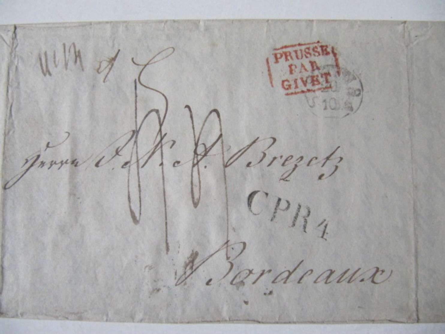 MARQUE POSTALE  LETTRE  STETTIN    Vers  BORDEAUX   1837 - 1801-1848: Précurseurs XIX