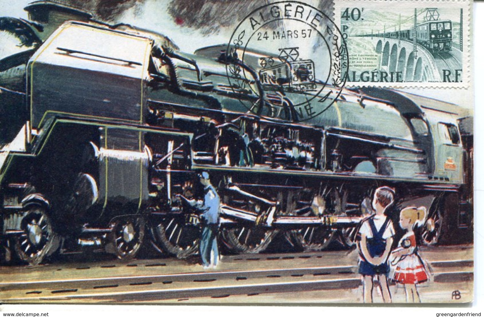 44660 Algerie, Special Postmark 1957 Bone,  Locomotive, - Trenes