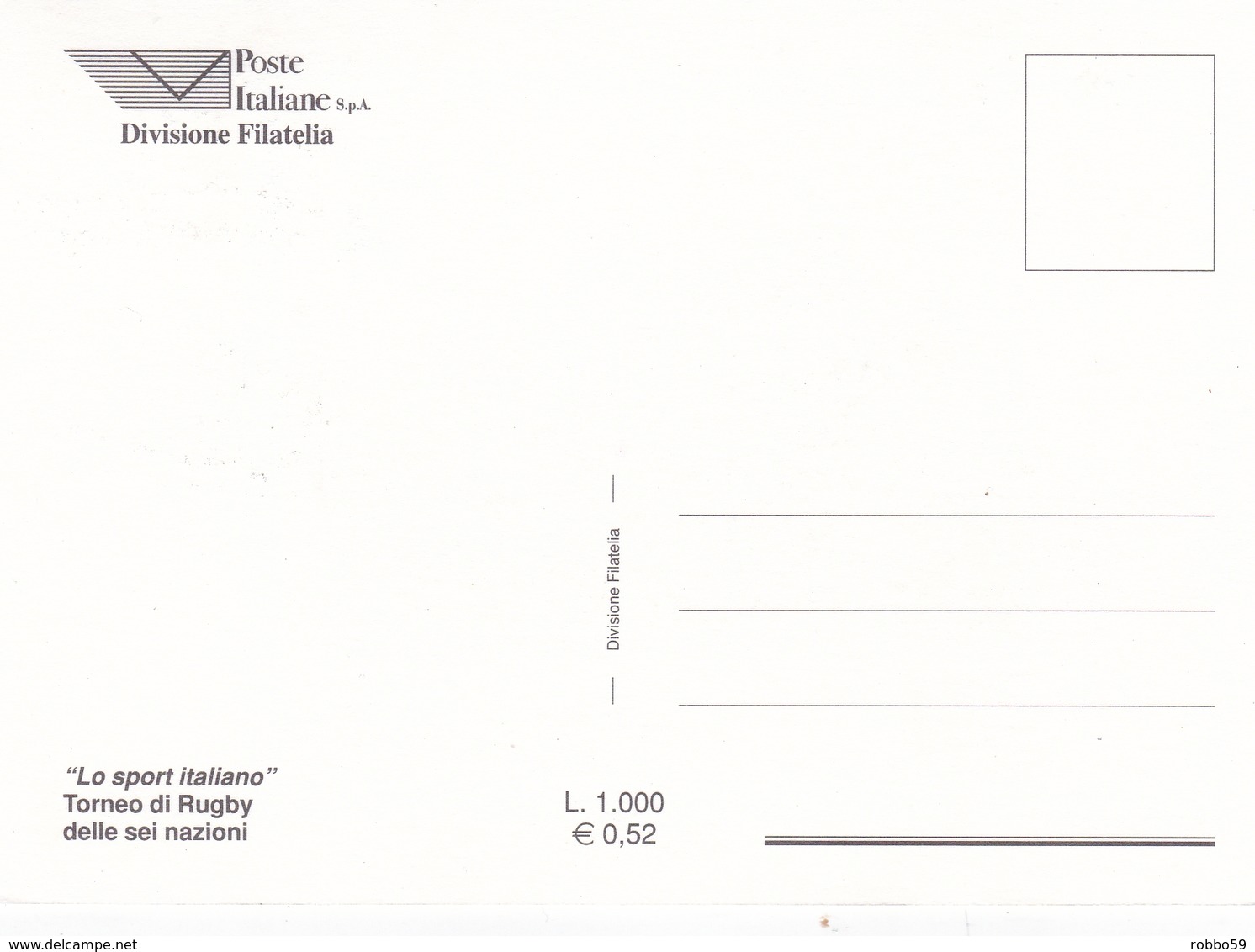 Italy 2000 Rugby Torneo Sei Nazioni Italia V Inghilterra Special Postmark Maximum Card - Philatelic Cards