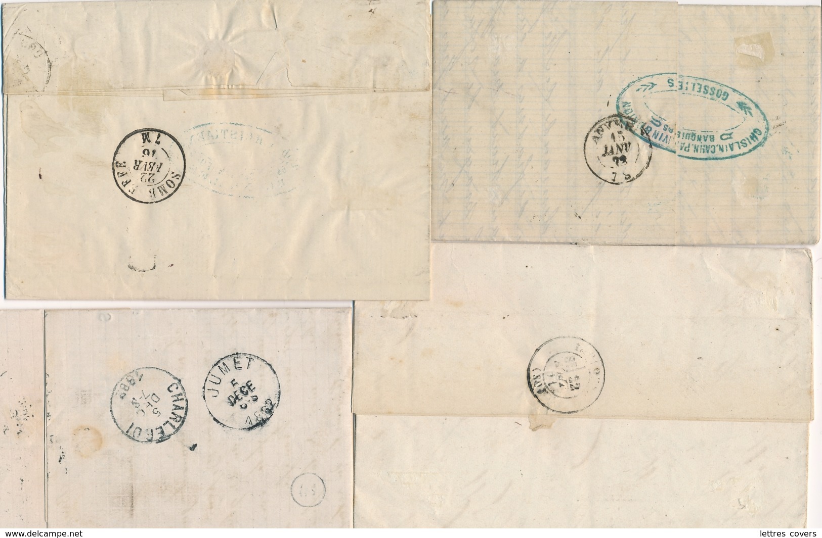 Belgique Lot De 4 Lettres Avec N°30 Et 33a  Dt Cachet SOMBREFFE - A Etudier - 1869-1883 Leopold II