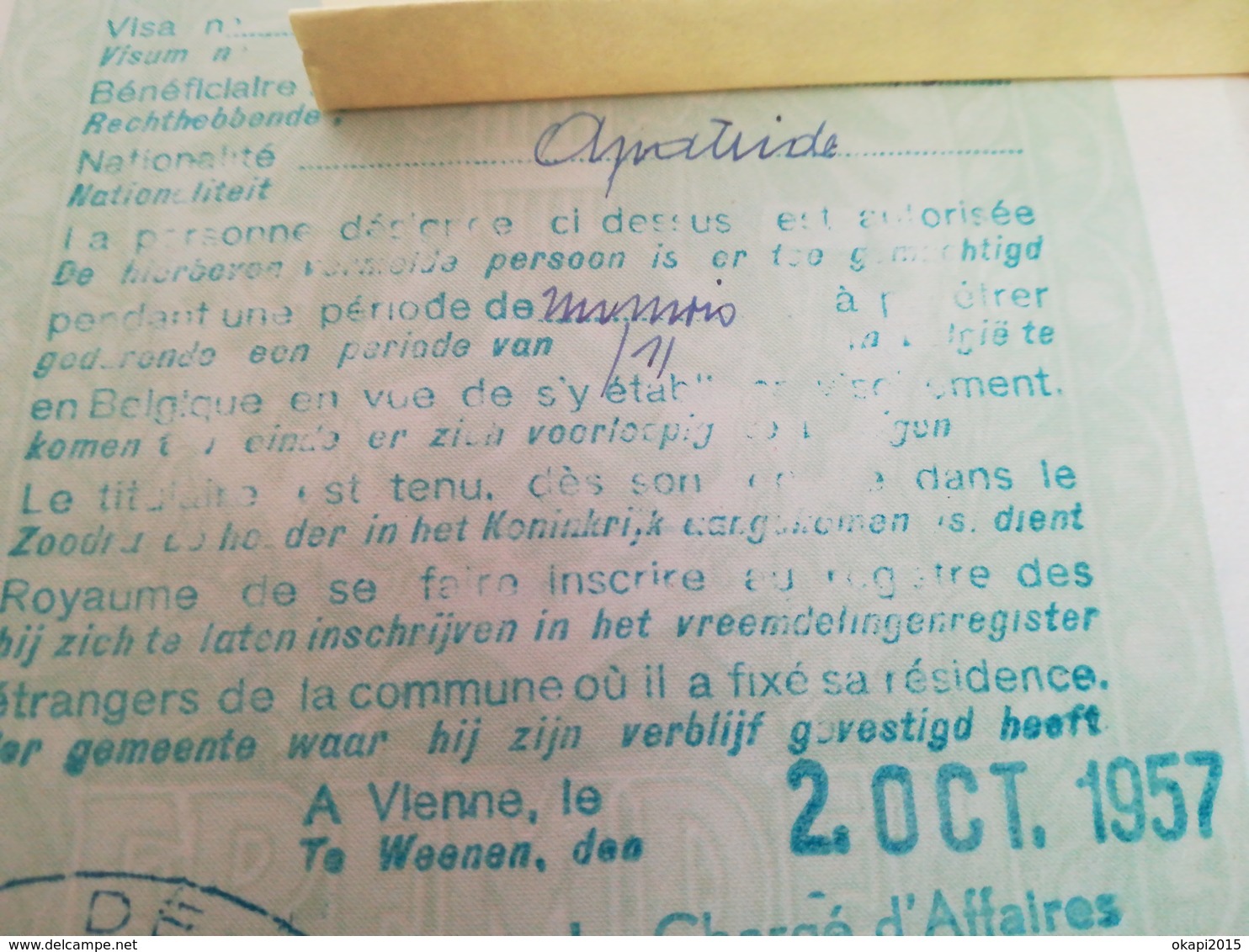 PASSEPORT DES ÉTRANGERS DE LA RÉPUBLIQUE D AUTRICHE NATIONALITÉ APATRIDE PASSPORT PASPOORT VISA BELGIQUE TIMBRE FISCAL - Documents Historiques