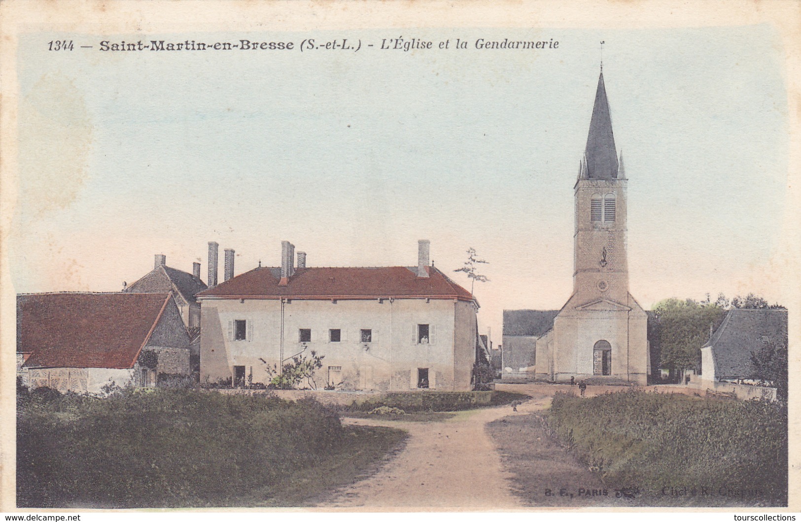 CPA 71 @ SAINT MARTIN EN BRESSE - L'Eglise Et La Gendarmerie En 1907 - Autres & Non Classés