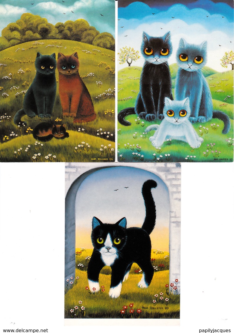 CP.Anna Hollerer.Chats.Lot De 3 Cartes - Chats