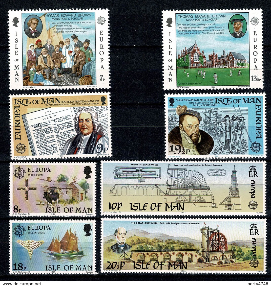 Man 1980/83 EUROPA Yv 157/58, 182/83, 203/04, 231/32**, Mi 164/65, 187/88, 213/14, 240/41** MNH - Man (Ile De)