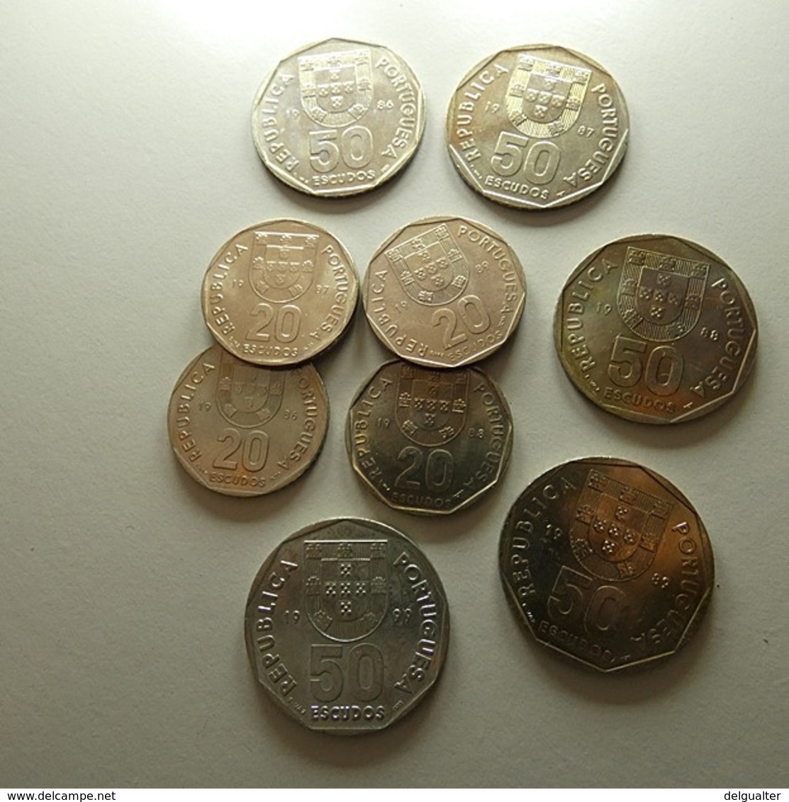 Portugal Lot 4 Coins 20 Escudos + 5 Coins 50 Escudos Diferent Dates High Grade Total 9 Coins - Kilowaar - Munten