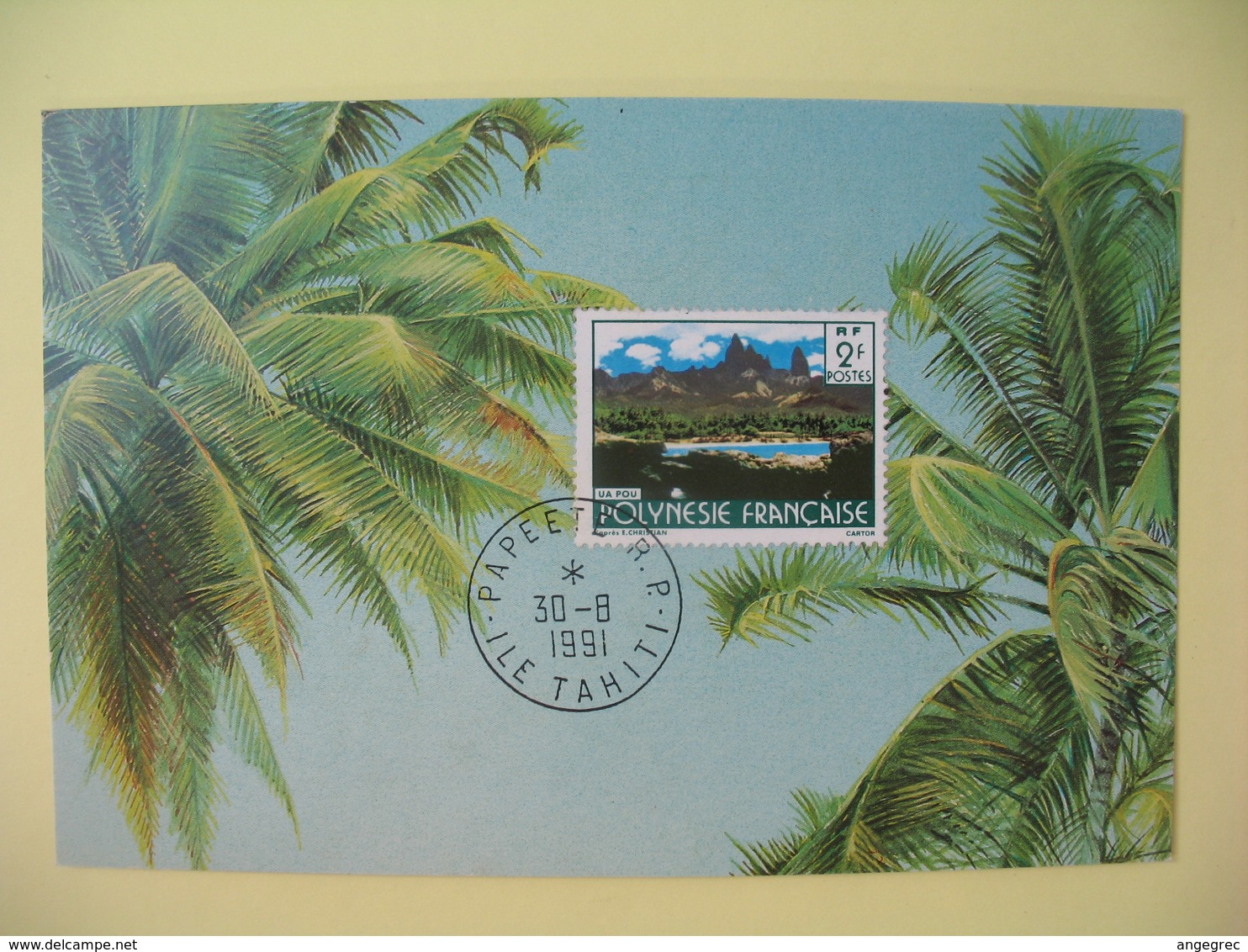 Carte Maximum 1991  Papette RP Ile De Tahiti  - Ua Pou - Cartes-maximum