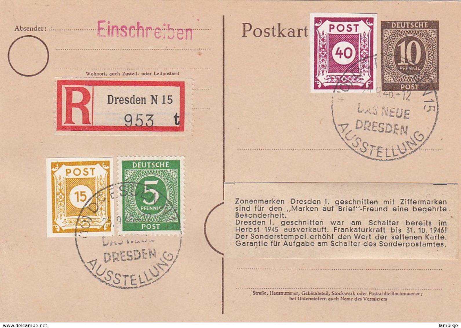 Allierter Besetzung R Postkarte 1946 - Other & Unclassified