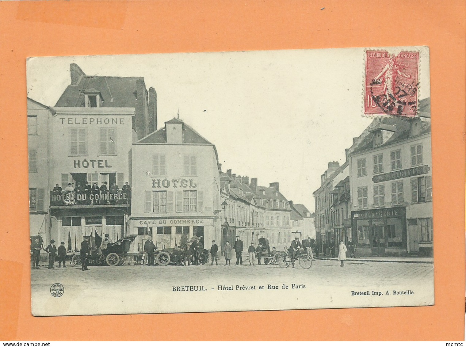 CPA   - Breteuil  - Hôtel Prévret Et Rue De Paris - Breteuil