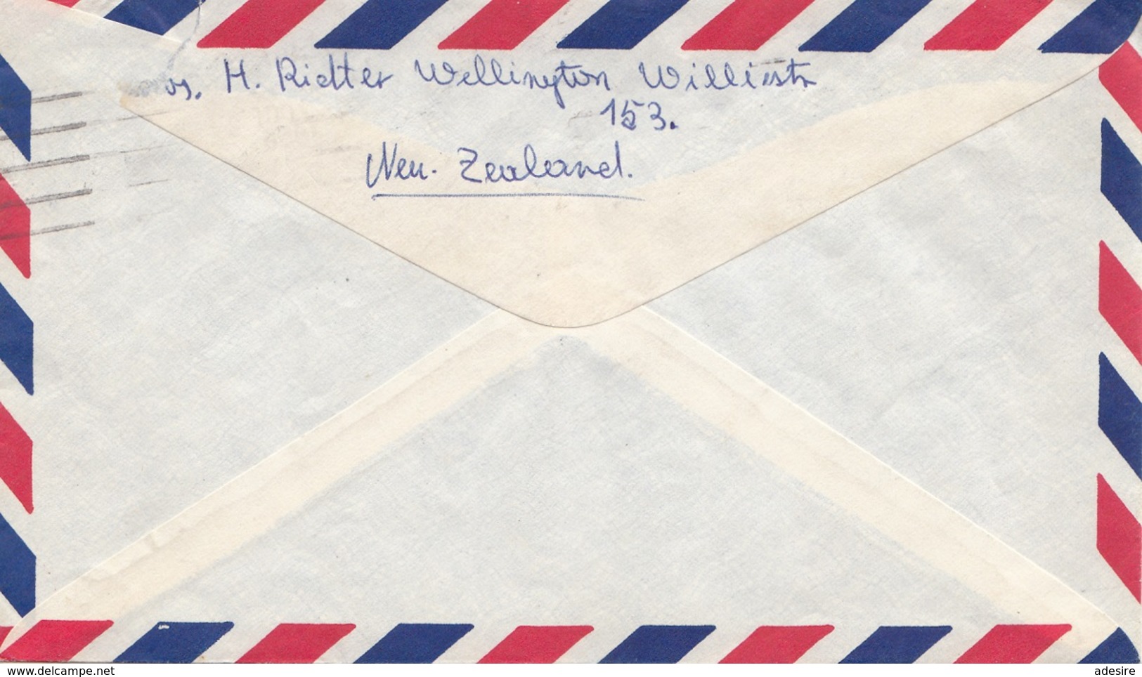 NEUSEELAND 1958 - 7 Fach Frankierung Auf Brief Gel.v. Neuseeland > Rüsselheim A.Main - Luftpost