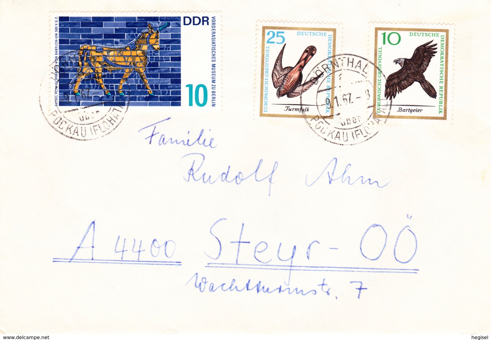 1967, DDR, "verschiedene Tiere",  Echt Gelaufen - Eagles & Birds Of Prey