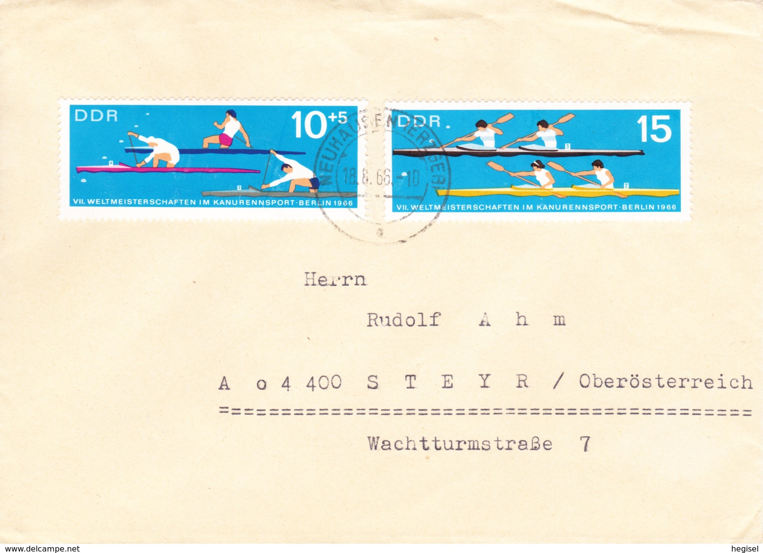 1966, DDR, "VII. Weltmeisterschaften Im Kanusport, Berlin 1966" - Privé Briefomslagen - Gebruikt