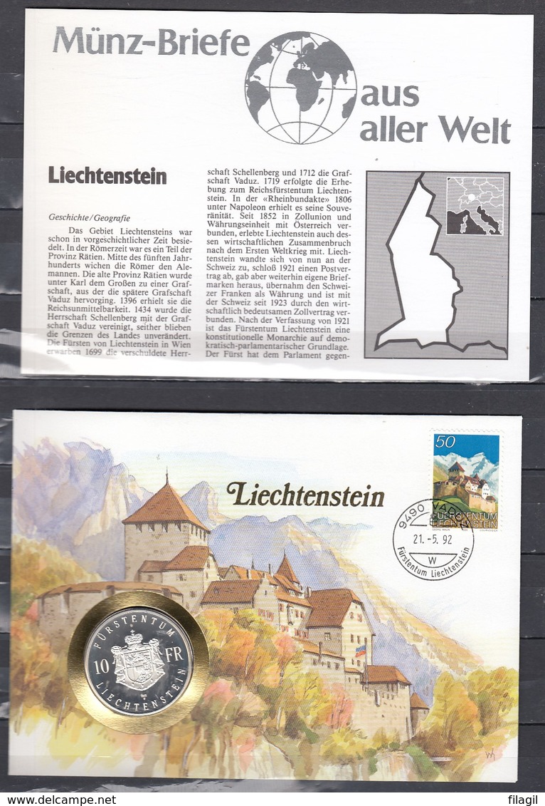 Muntbrief Van Liechtenstein Met Stempel Vaduz Furstentum Liechtenstein 21/05/92 - Storia Postale