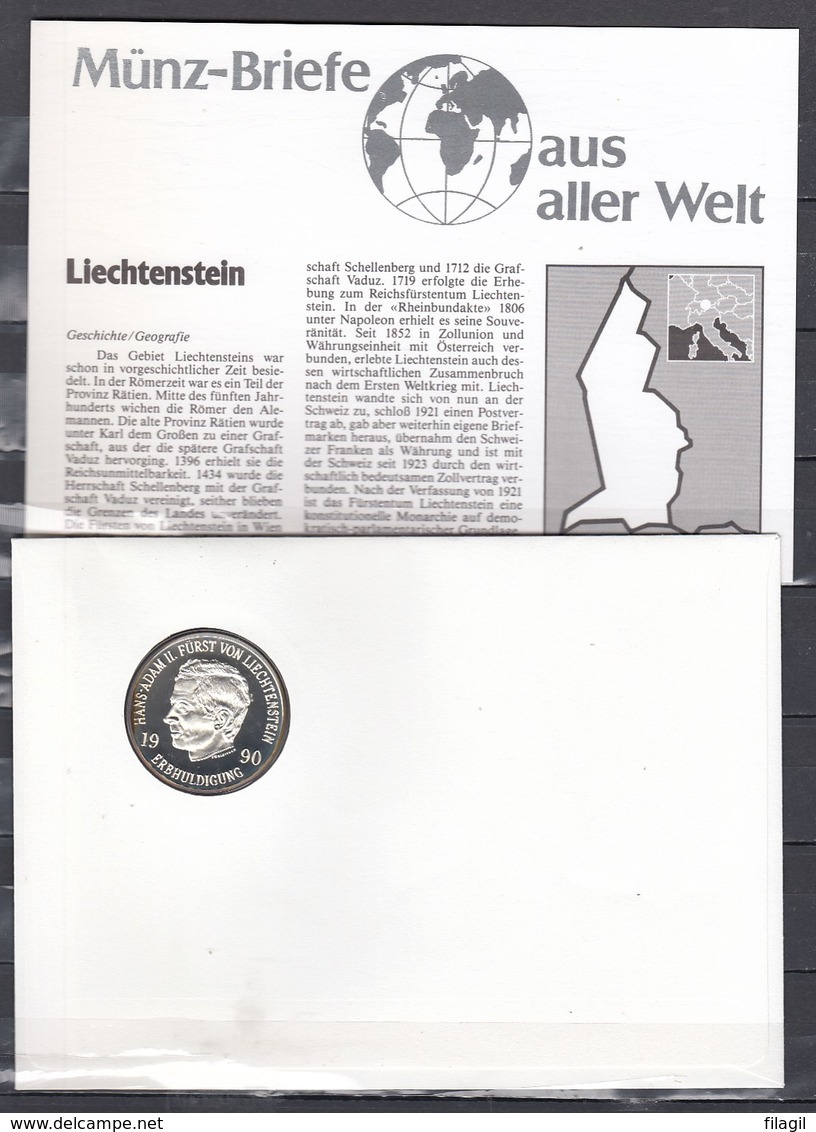 Muntbrief Van Liechtenstein Met Stempel Vaduz Furstentum Liechtenstein 21/05/92 - Storia Postale