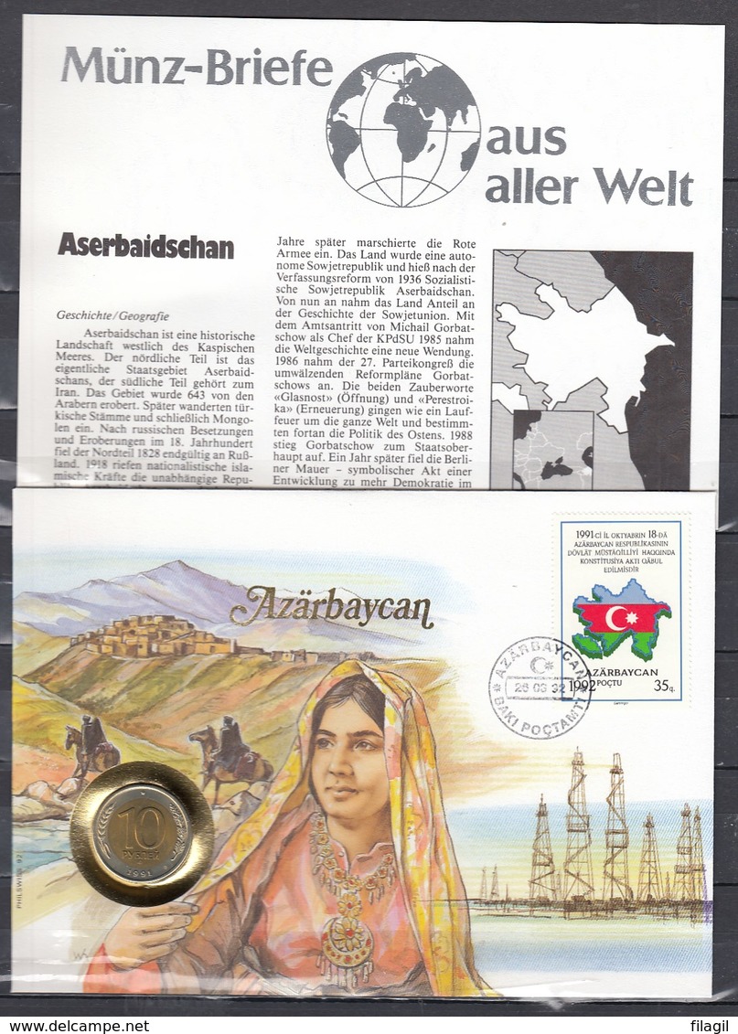 Muntbrief Van Azarbaycan Met Stempel Azarbaycan Baki Poctamti - Azerbaijan