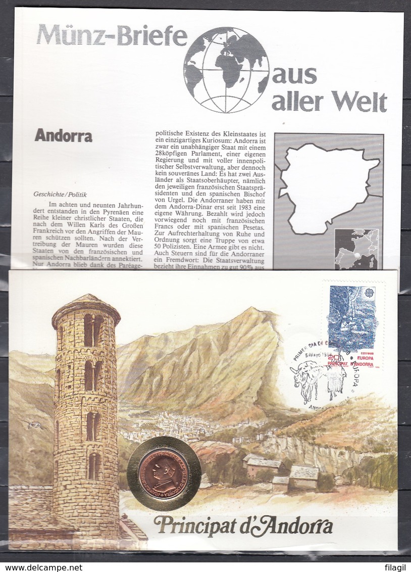 Muntbrief Van Principat D'Andorra 5 Mayo 1988 - Storia Postale