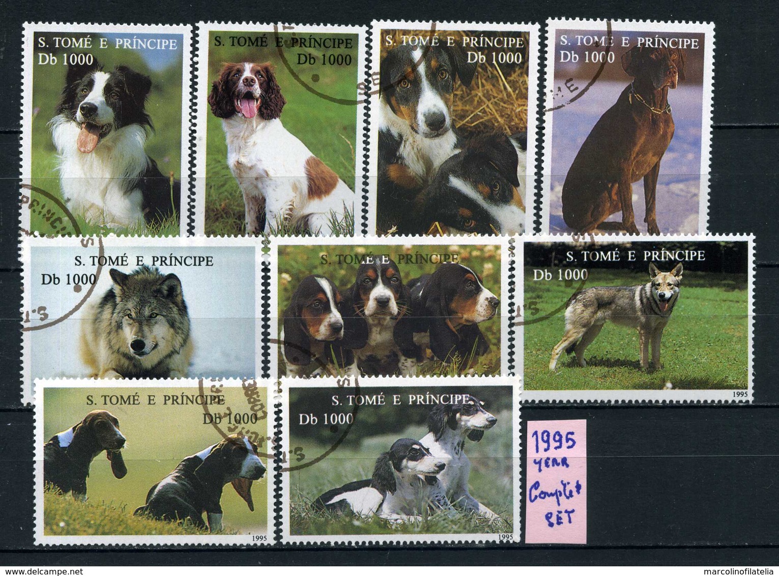 S. TOME' E PRINCIPE  - CANI - DOGS - Year 1995  - COMPLET  SET - Timbrati - Stamped - Affranchiè - Gestempelt. - Cani