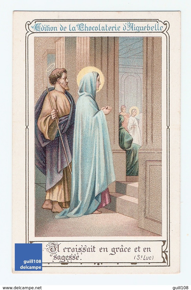 Jolie Chromo Chocolaterie Aiguebelle Saint Luc Abbé Perreyve Divin Précepte Enfant Dieu Jésus Holy Prayer Card A5-15 - Aiguebelle