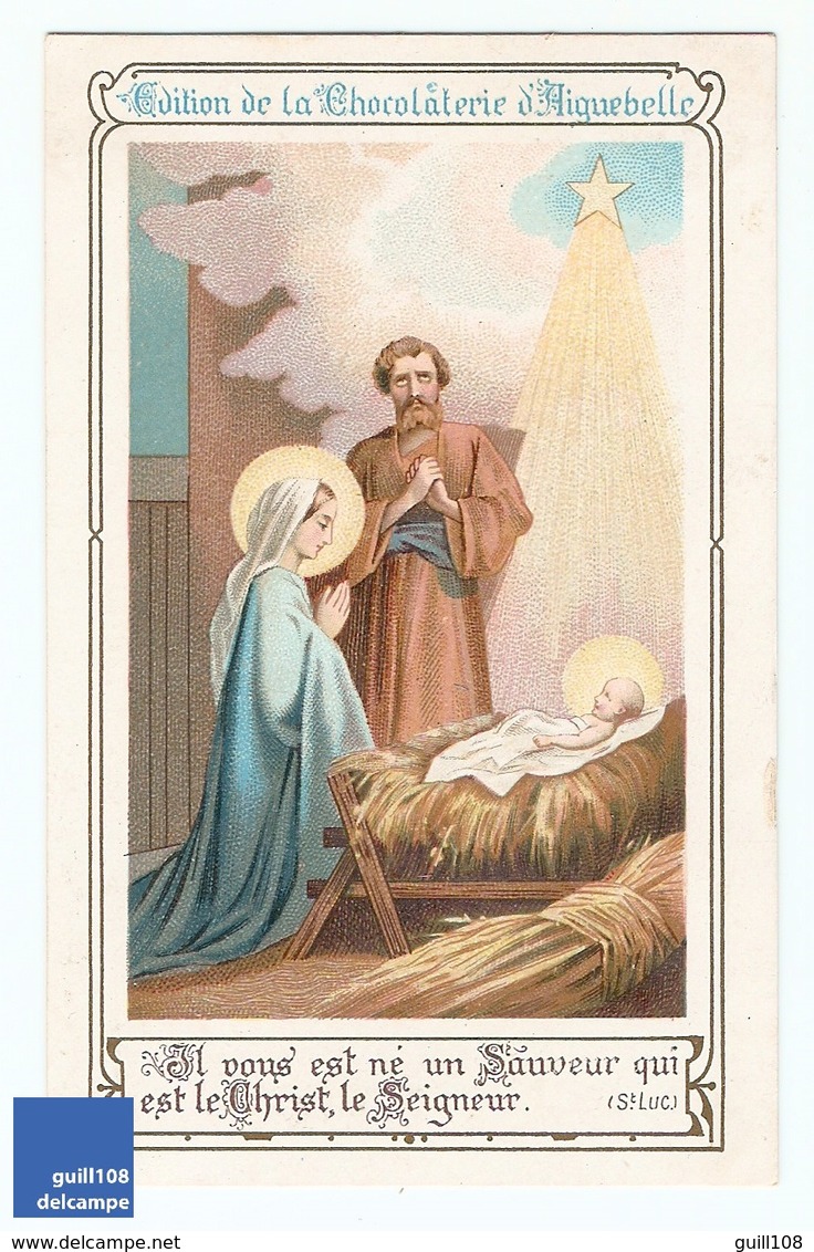 Jolie Chromo Chocolaterie Aiguebelle Saint Luc Visitons La Crèche Anges Sauveur Prière Jésus Holy Prayer Card A5-23 - Aiguebelle