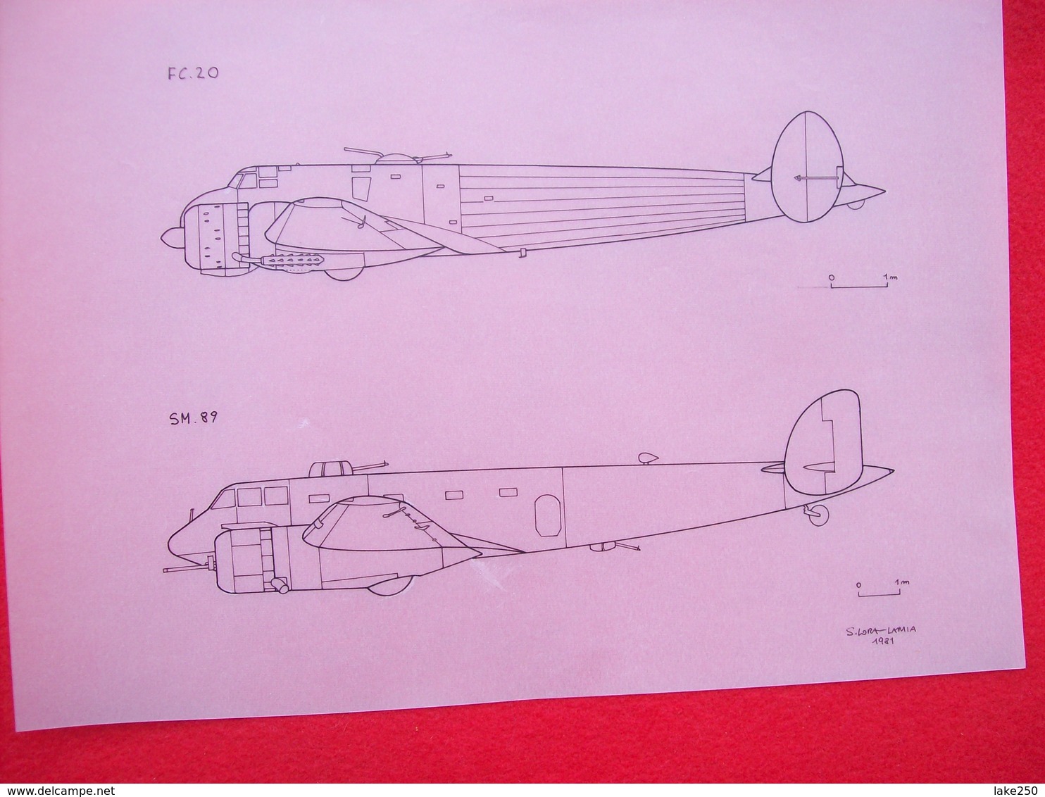 DISEGNO SU CARTA DA LUCIDO AEREO CANSA FC 20 E SM 89 - Other Plans