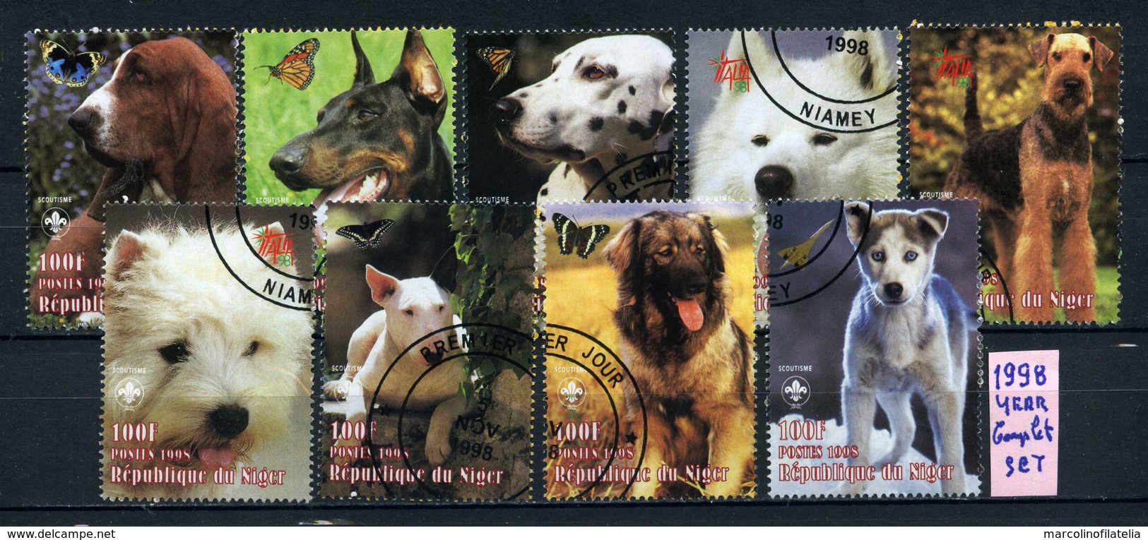 REPUBBL. DU NIGER - CANI - DOGS - Year 1998 -  COMPLET  SET - Timbrati - Stamped -affranchiè - Gestempelt. - Cani