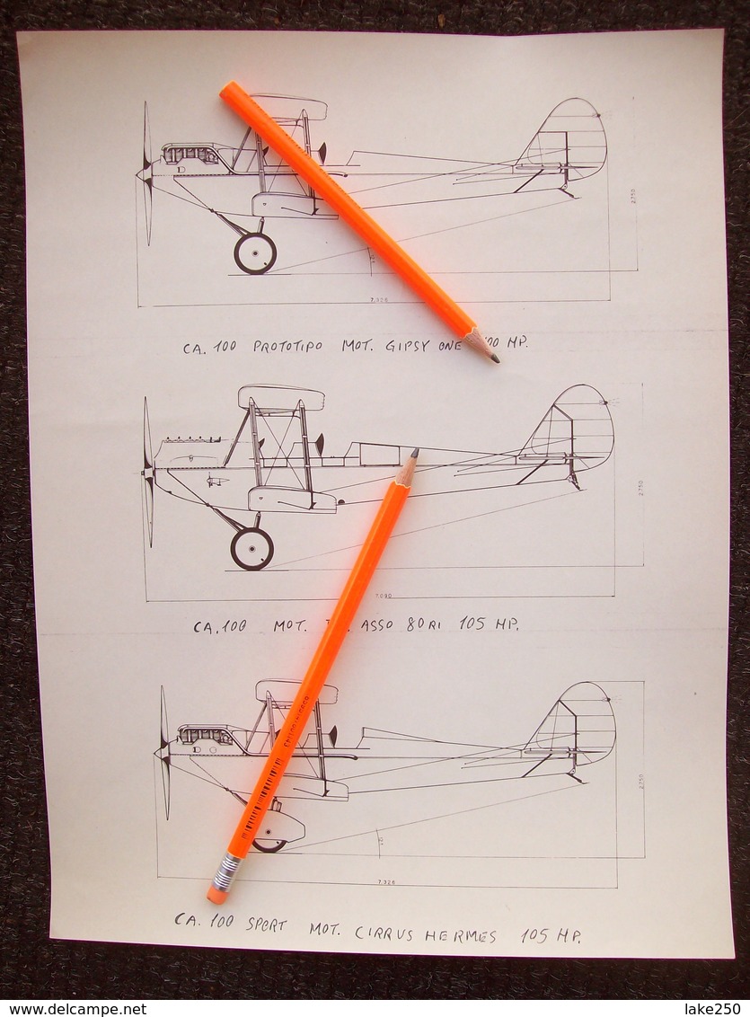 STAMPA CON DISEGNO CAPRONI CA 100 CON MOTORE GIPSY,  ASSO,   CIRRUS - Other Plans