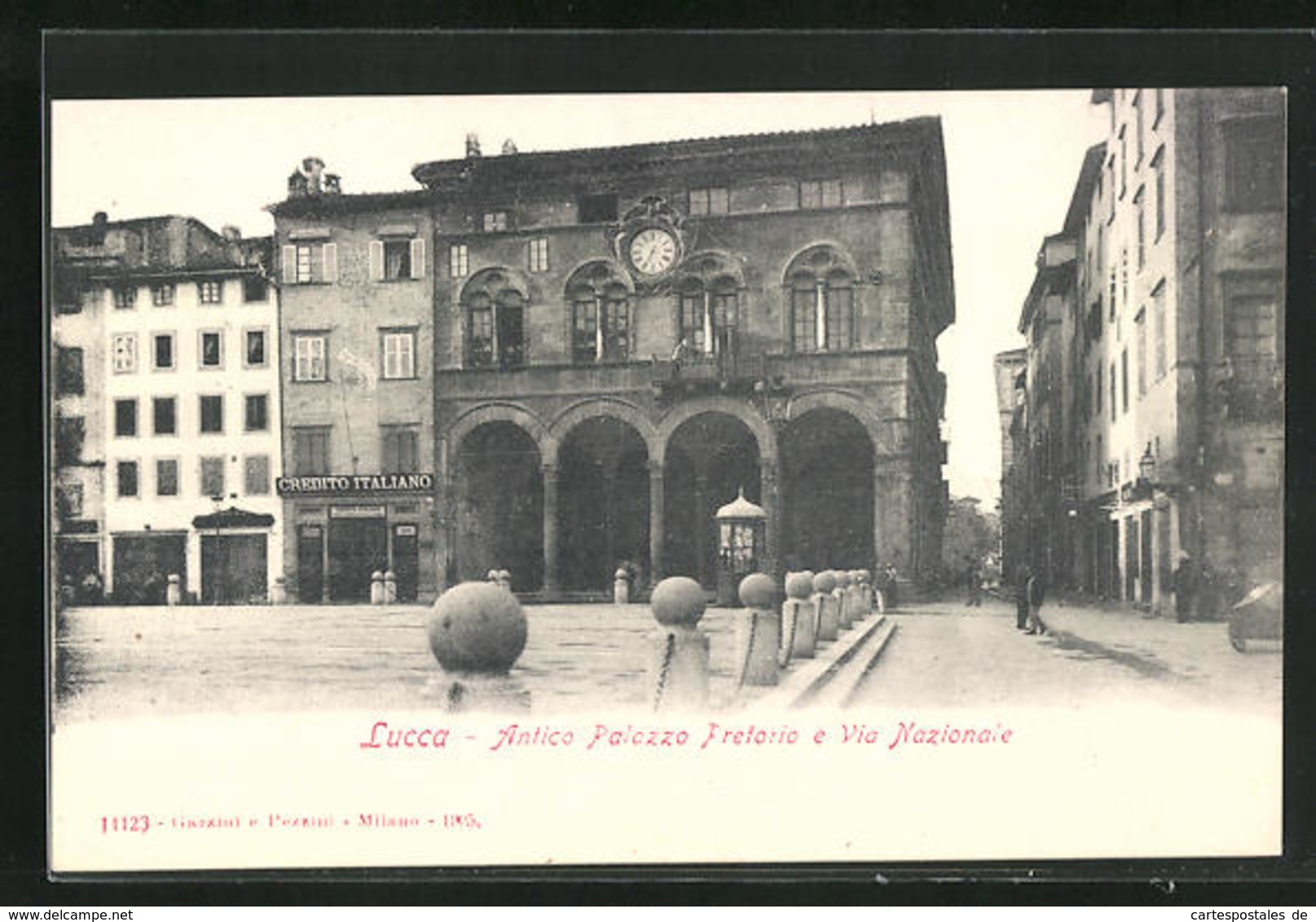 Cartolina Lucca, Antico Palazzo Pretorio E Via Nazionale - Lucca