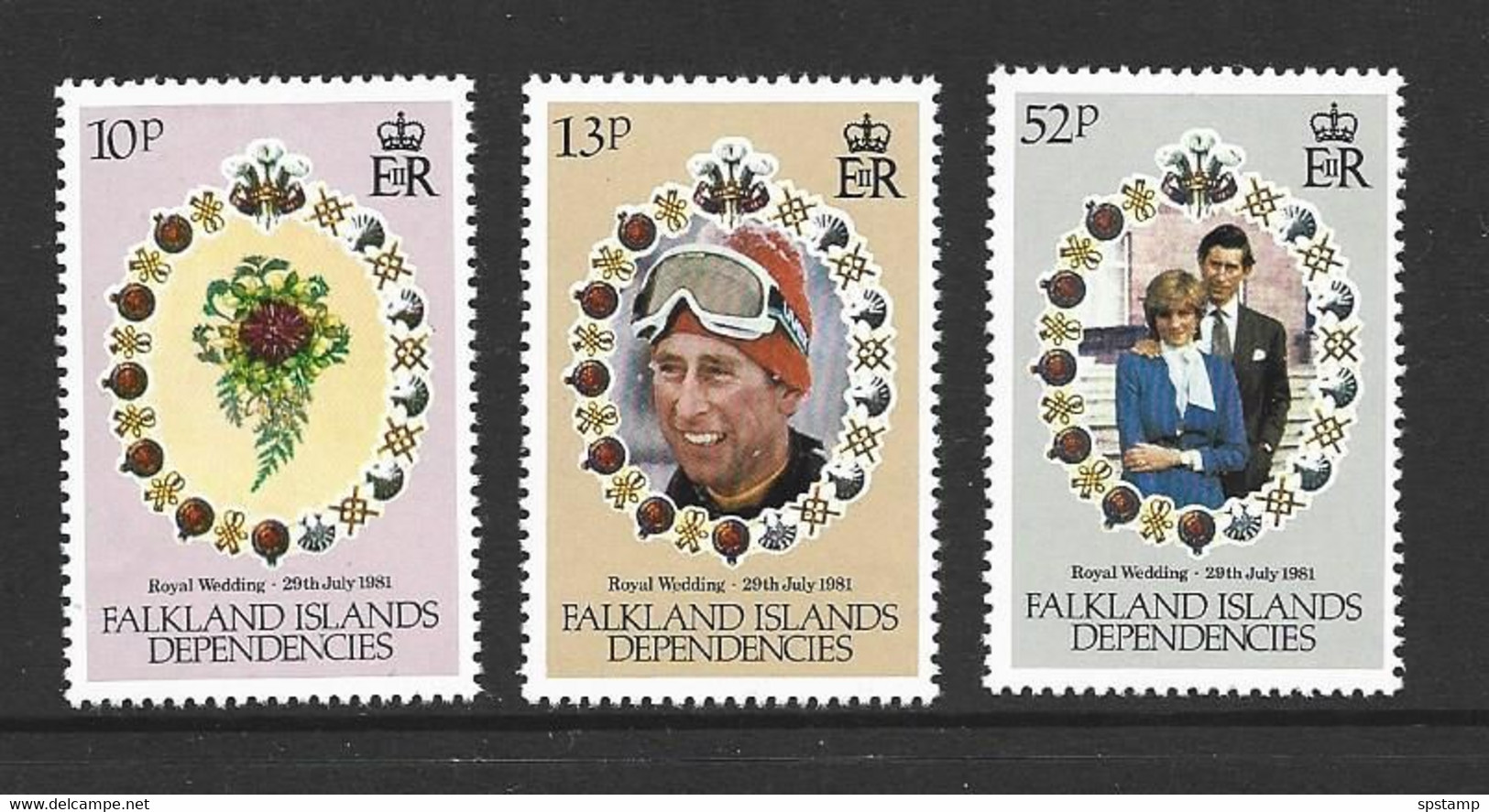 Falkland Islands Dependencies 1981 Charles & Diana Royal Wedding Set 3  MNH - Falkland Islands