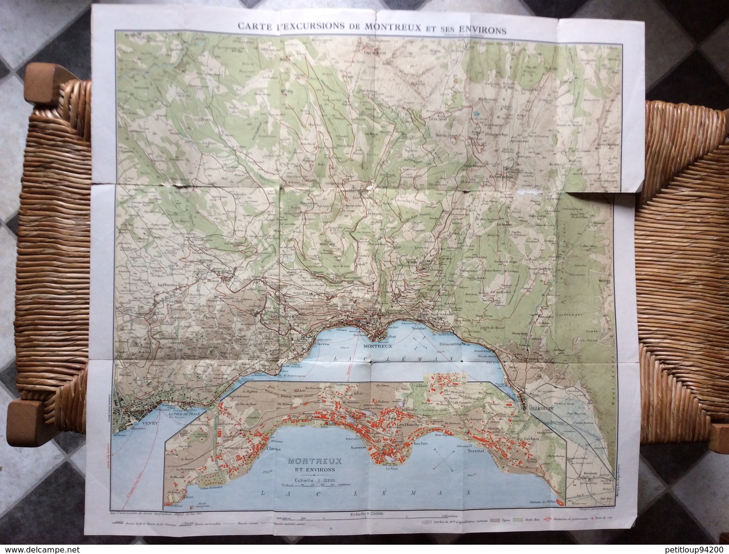 CARTE TOPOGRAPHIQUE Carte d’Excursions de Montreux et ses Environs  NOVEMBRE 1911