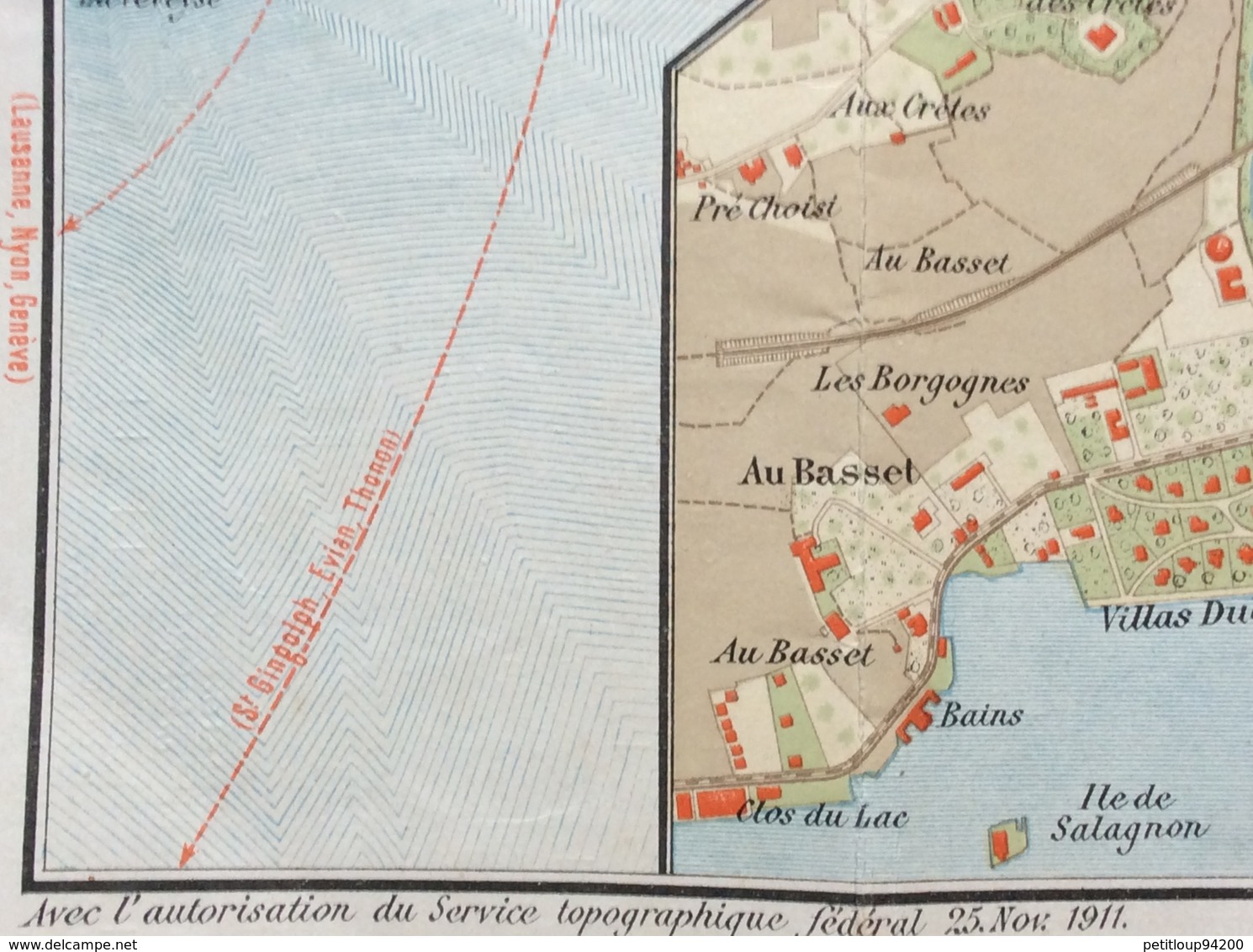 CARTE TOPOGRAPHIQUE Carte d’Excursions de Montreux et ses Environs  NOVEMBRE 1911