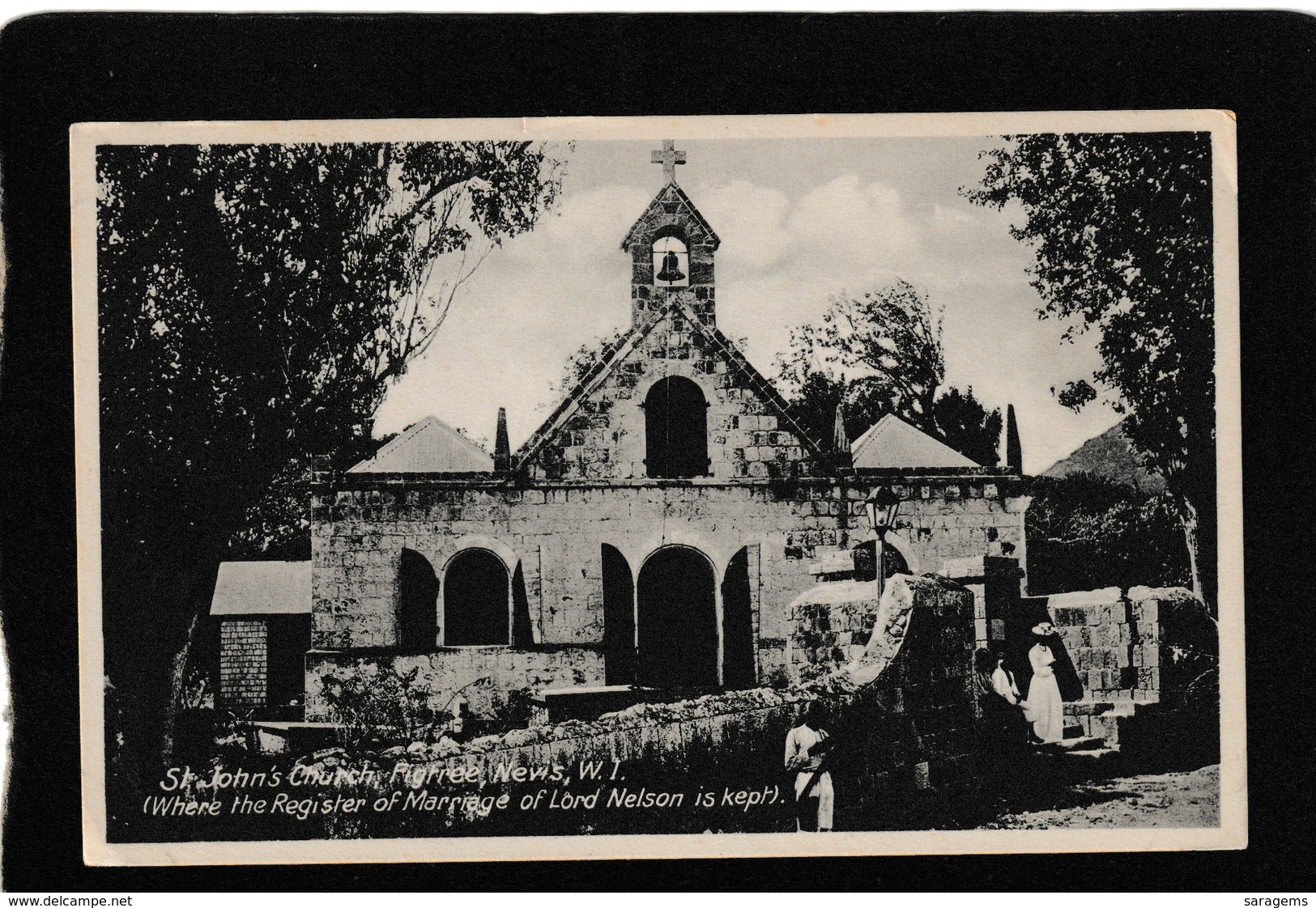 Nevis-Saint John's Church At Figtree 1910s - Antique Postcard - Saint Kitts E Nevis