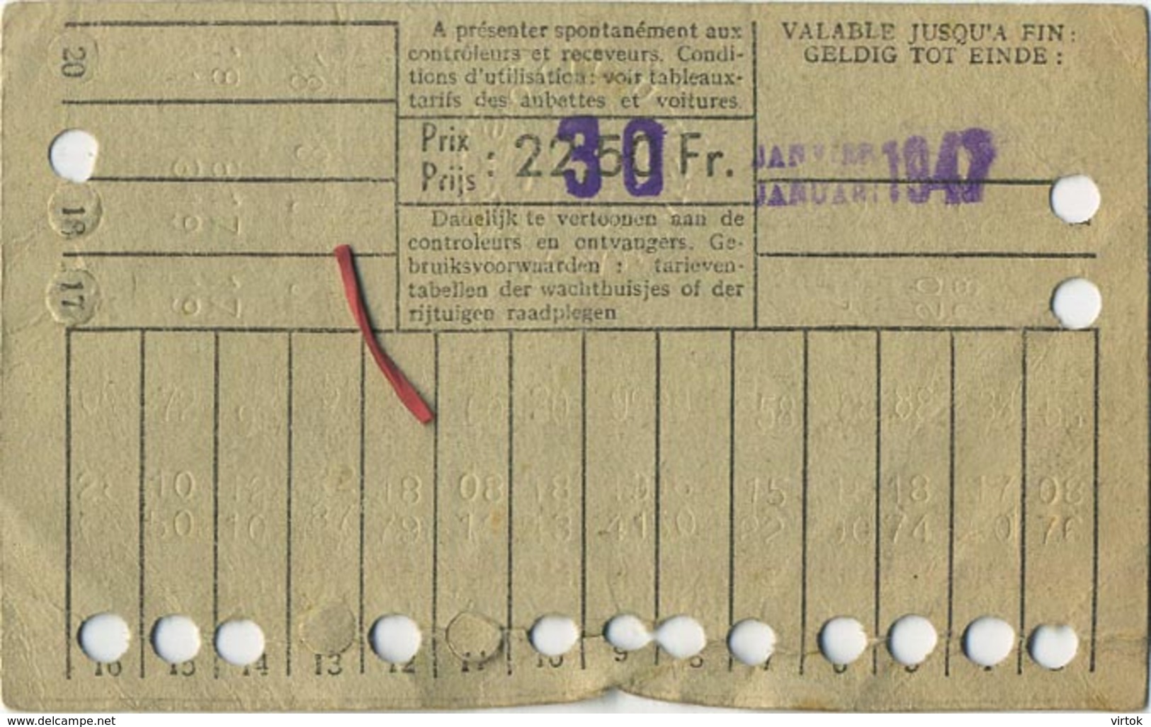 OLD TRAM Ticket 1947 Brussel Bruxelles:Tramways -tramwegen De Classe:carte De 20 Voyages-reizen ( See Scans) 11.5 X 7 Cm - Autres & Non Classés