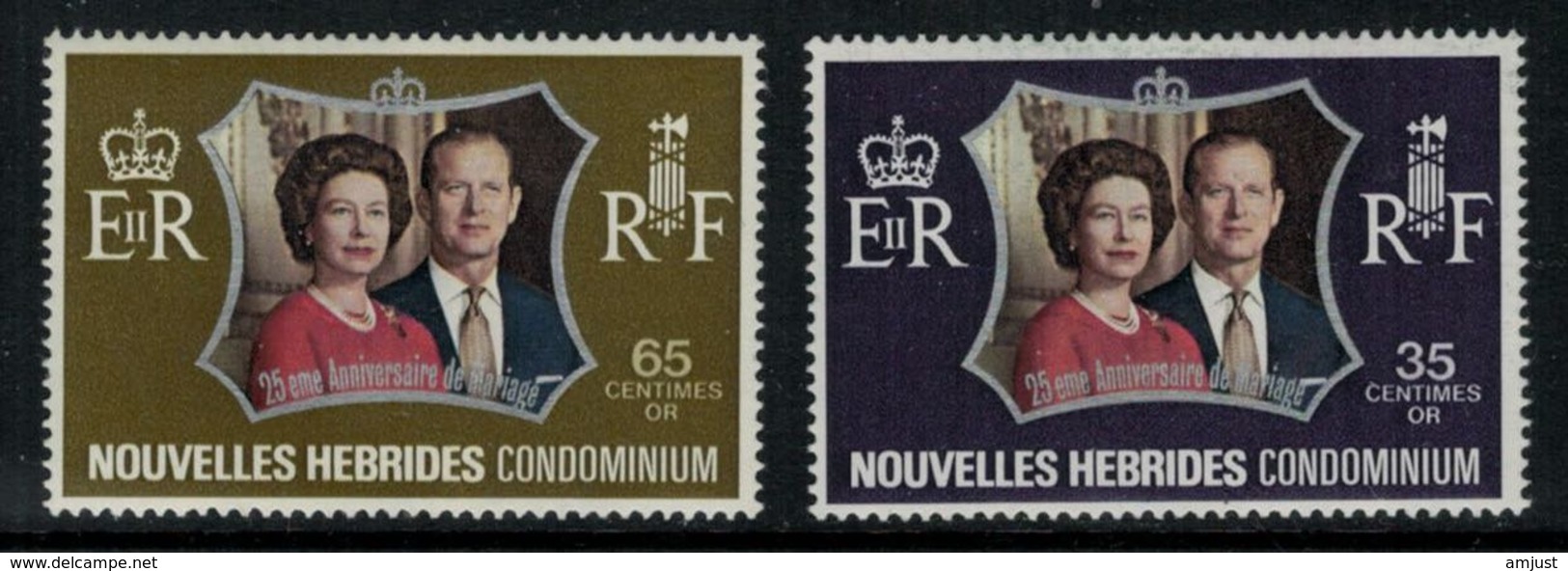 Nouvelles Hébrides // 1960-1980 // 1972 // Noce D'argent Des Souverains Britanniques Timbres Neufs** MNH No. Y&T 354-355 - Neufs