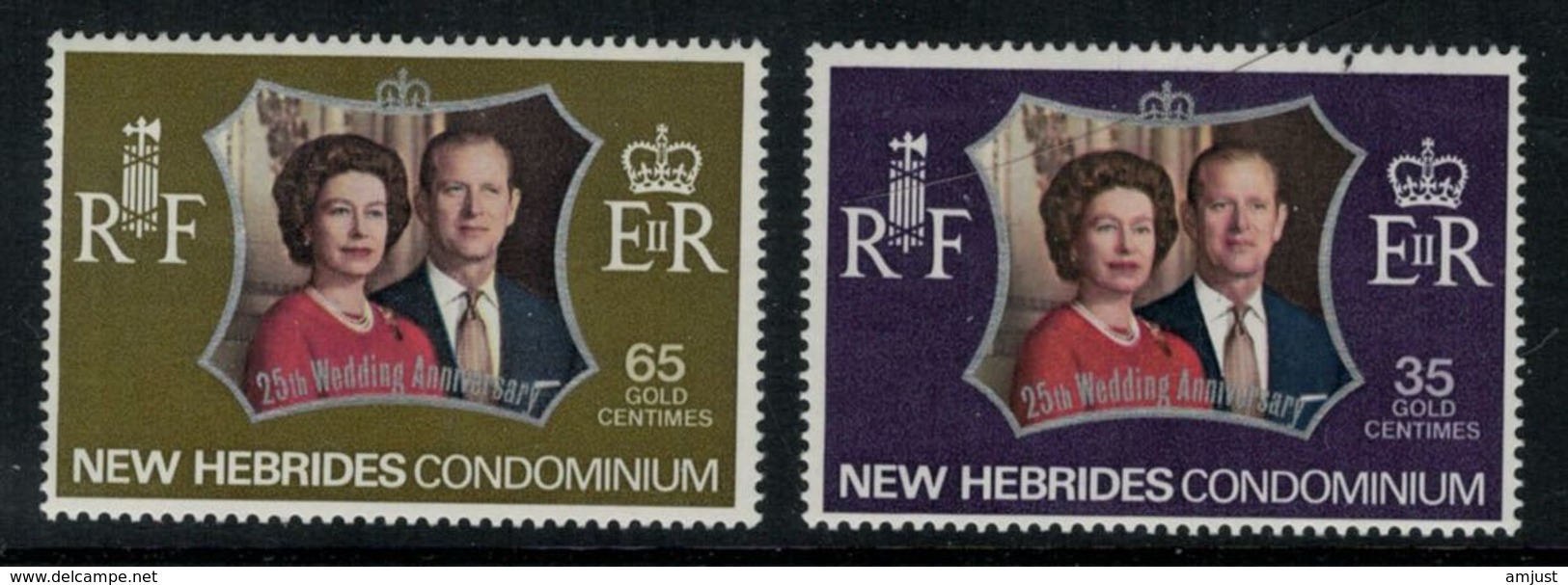 New Hebrides // 1960-1980 // 1972 // Noce D'argent Des Souverains Britanniques Timbres Neufs** MNH No. Y&T 356-357 - Neufs