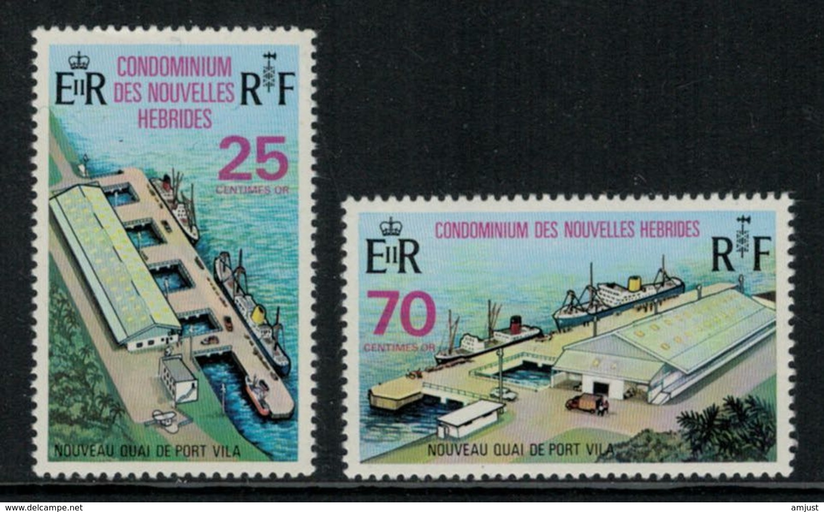 Nouvelles Hébrides // 1960-1980 // 1973 // Quai Public De Port-Vila Timbres Neufs** MNH No. Y&T 366-367 - Neufs