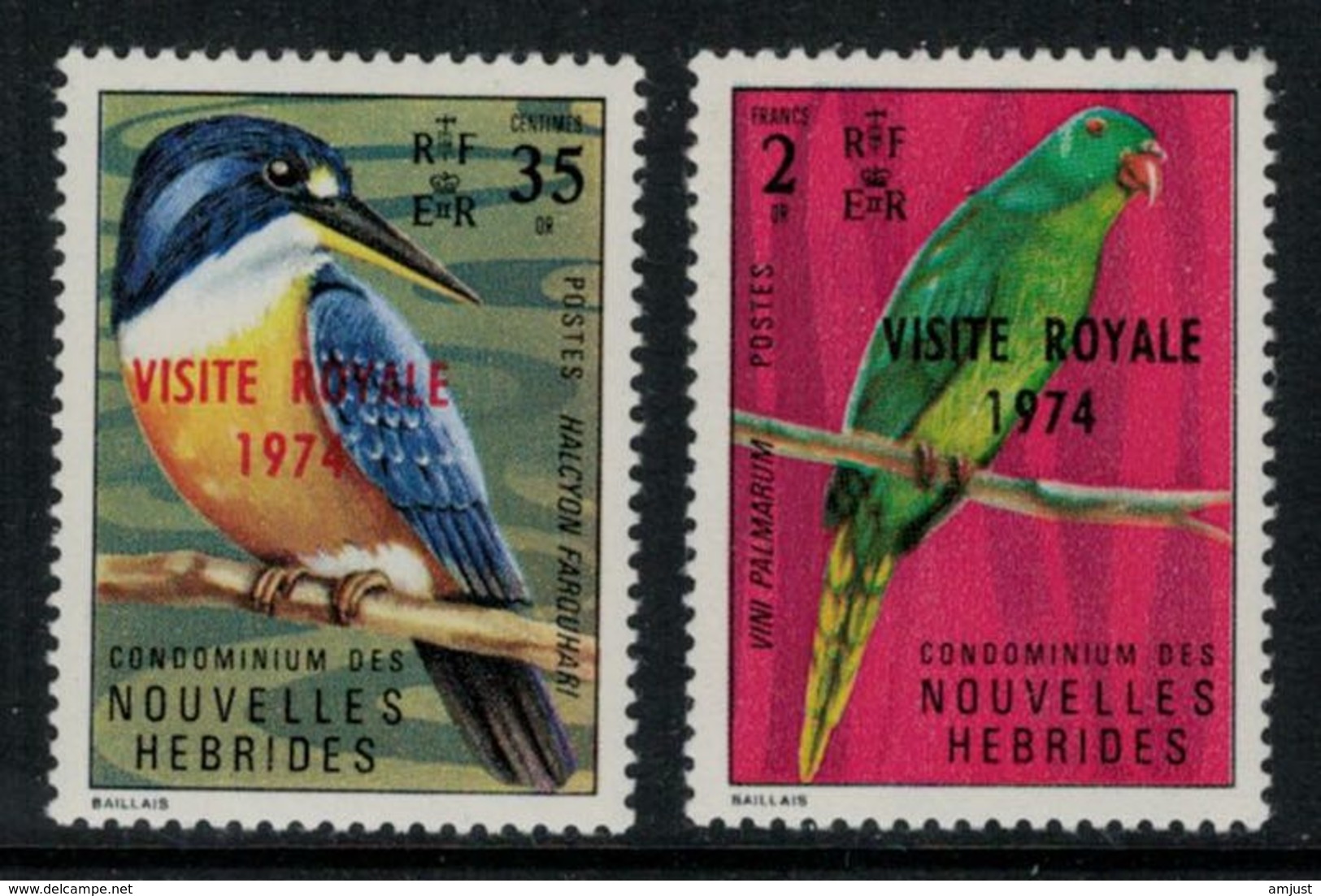 Nouvelles Hébrides // 1960-1980 // 1974 // Visite Royale Timbres Neufs** MNH No. Y&T 386-387 - Neufs