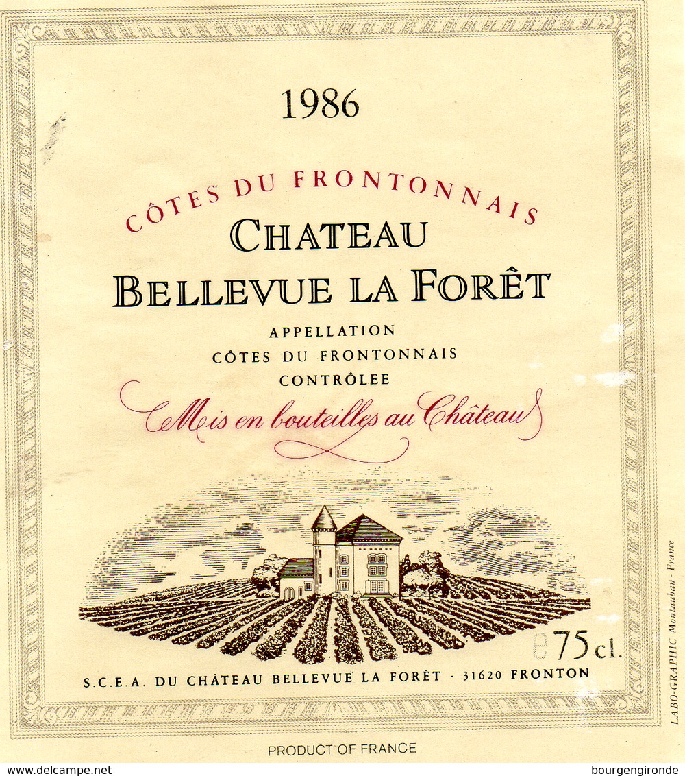 ETIQUETTE DE VIN Chateau Bellevue La Foret - Other & Unclassified